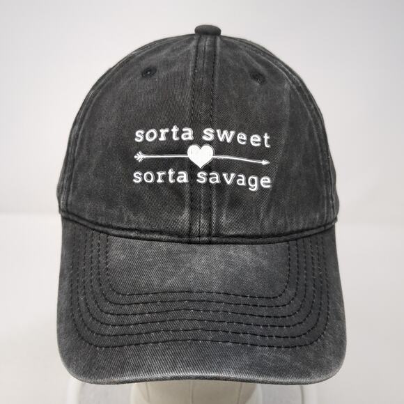Sorta Sweet Sorta Savage Slideback Baseball Cap Black One Size Mu Shang Cap - Picture 2 of 9